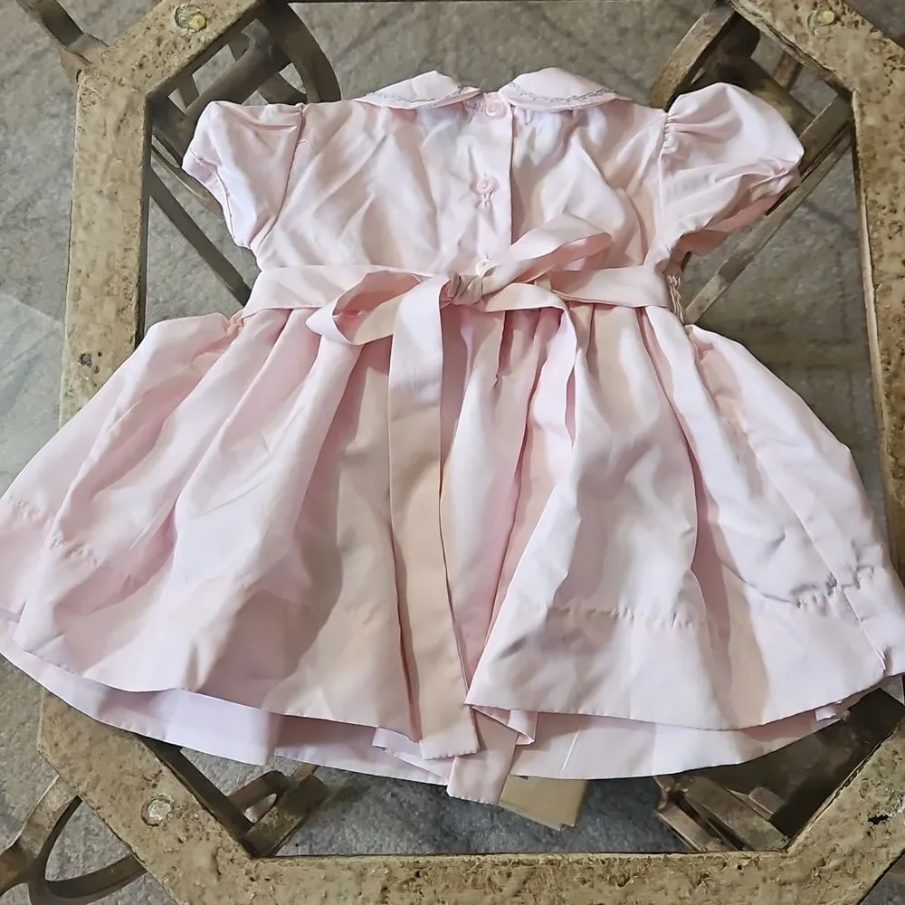 Carriage Boutique Pink Smocked & Embroidered Baby Dress | Size 3 Months